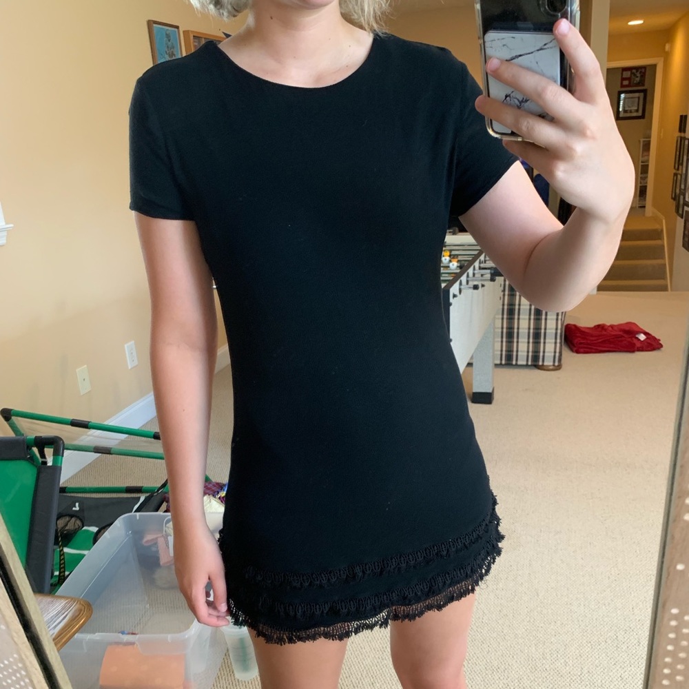 Lulu’s Black Dress with Fringe Detail